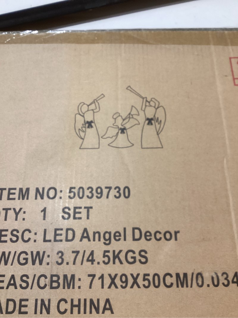 Condition photo showing New/Like New for Taman Lighted Christmas Angel, Glittered 3 Angels Blowing The Trumpet Lighted LED Warm Lights for Outdoor Christmas Holiday Home Lawn Yard Garden Decoration Trumpet Angel