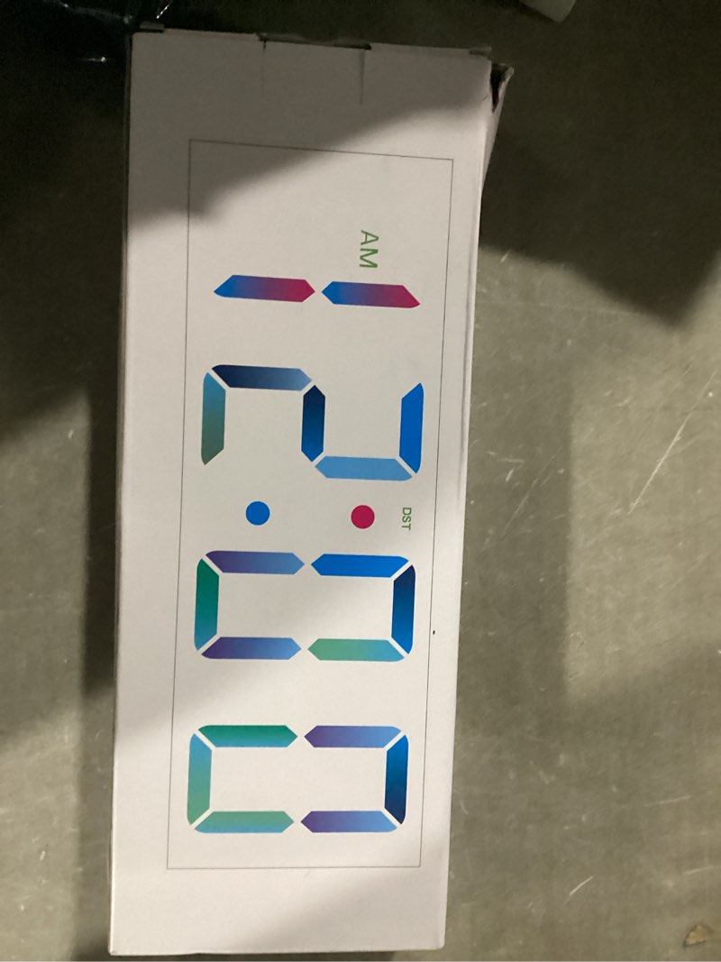 Condition photo showing New/Like New for JALL 12'' Large Digital Wall Clock, Big LED Number Dispaly, RGB Colors, DST, Night Light for Classroom Living Room Bedroom Mounted Birthday Xmas Gift for Senior, Black Shell, Red Font Red 12 inches