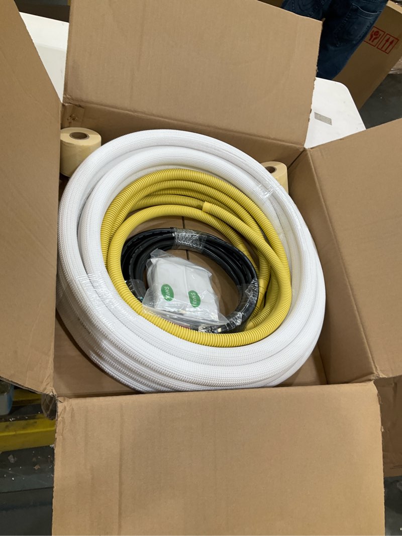 Condition photo showing Good Condition for 16ft mini split line set 1/4*1/2 od hvac copper tube pipe extension,3/8 thickened pe insulation coil air conditioner twin copper line heating equipment hose with flared nuts (16ft (1/4+1/2) with wire)