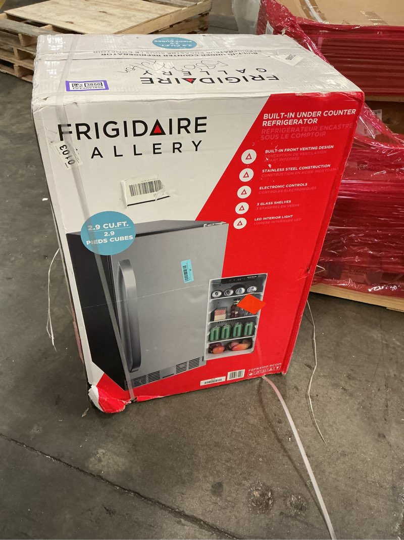 Condition photo showing As Is for frigidaire 7.5-cu ft counter-depth 21.5-in wide top-freezer refrigerator ( platinum )