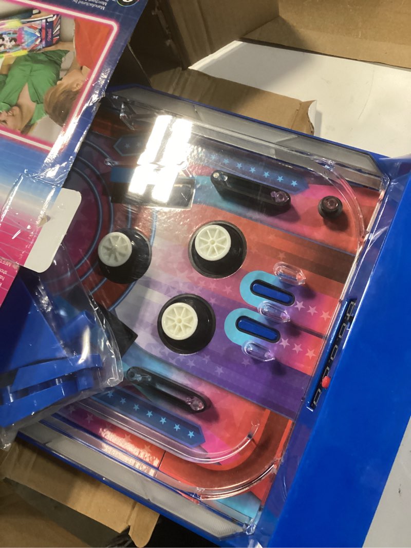 Condition photo showing New/Like New for merchant ambassador retro arcade electronic: pinball - tabletop game, vibrating bumpers, led lights, sound effects, 1 player, ages 6+