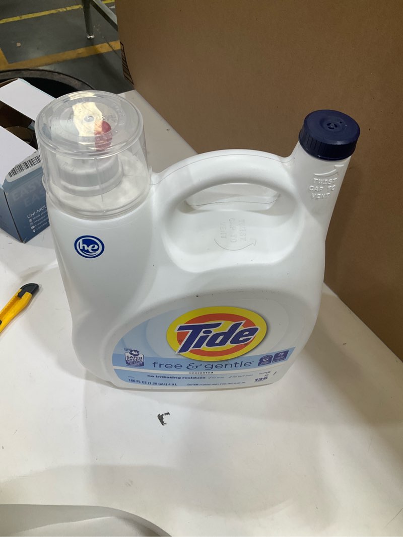 Condition photo showing New/Like New for tide free & gentle liquid laundry detergent, 126 loads, 166 fl oz, tide laundry detergent, clean laundry detergent unscented 166 fl oz (pack of 1)