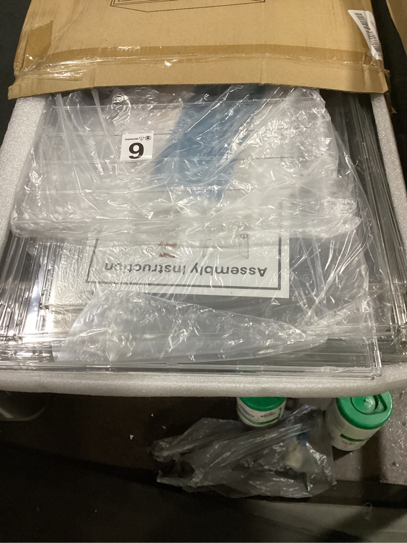 Condition photo showing As Is for xxx-large clear stackable acrylic display with lid & magnetic door - 2-tier adjustable shoe box case 11.8'' x 9.8'' x 15.7''organizer for boot, sneakers, collectibles, figures, purses | 1-pack clear-xxx-large-1pcs