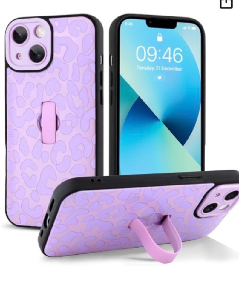 Jefonha Compatible with iPhone 13 Case with Finger Hand Strap Kickstand, Trendy Cool Striped Phone C