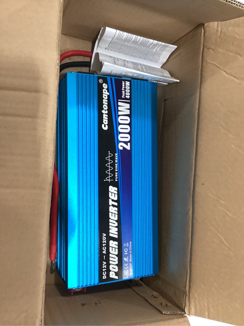 Condition photo showing As Is for 2000 Watt Pure Sine Wave Power Inverter 12V DC to 110V/120V AC Converter, 3 AC Outlets Car Inverter with LCD Display for Car Boat Truck RV Solar Power Travel Camping 2000W