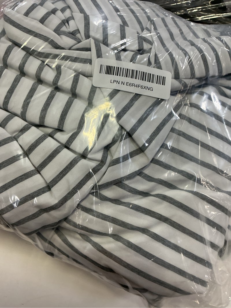 Condition photo showing Good Condition for king size 4 piece sheet set - comfy breathable & cooling sheets - hotel luxury bed sheets for women & men - deep pockets, easy-fit, soft and wrinkle free sheets - grey stripes oeko-tex bed sheet set 45 - grey stripes 2 king