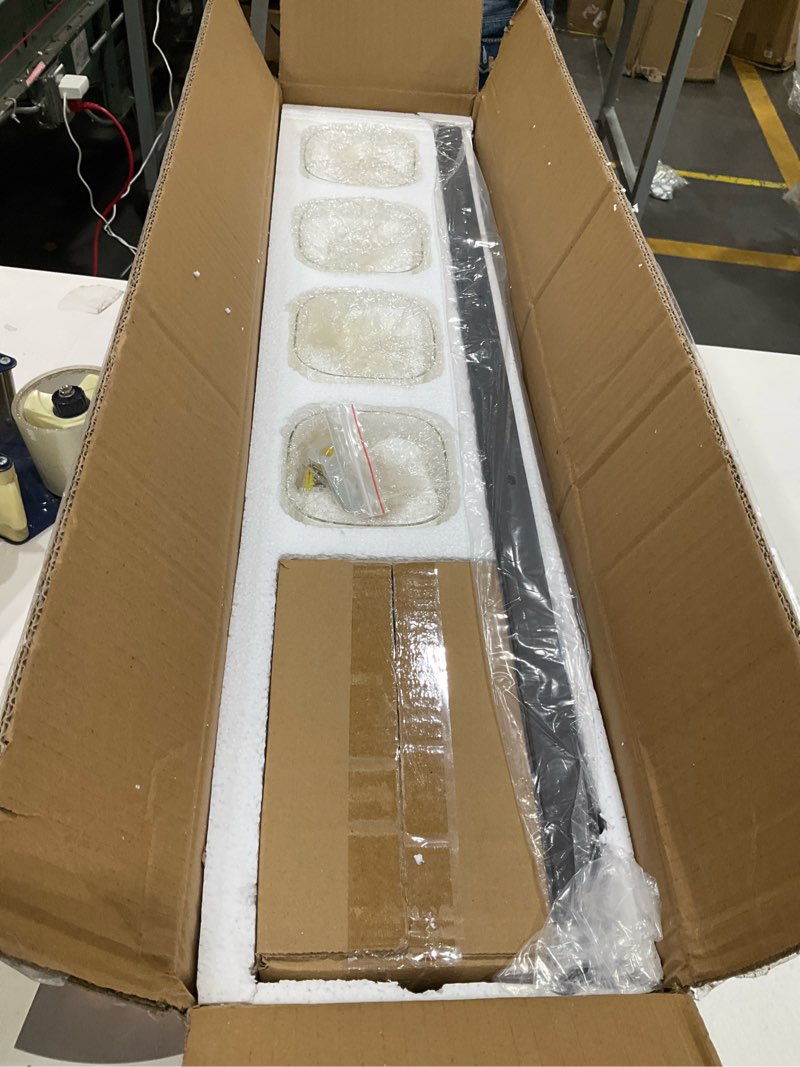 Condition photo showing Good Condition for Bathroom Vanity Light, Square Design 4 Lights Morden Bathroom Lighting Fixtures Over Mirror, Black Bathroom Light Vanity Fixtures for Bathroom/Living Room/Bedroom Black 4-light