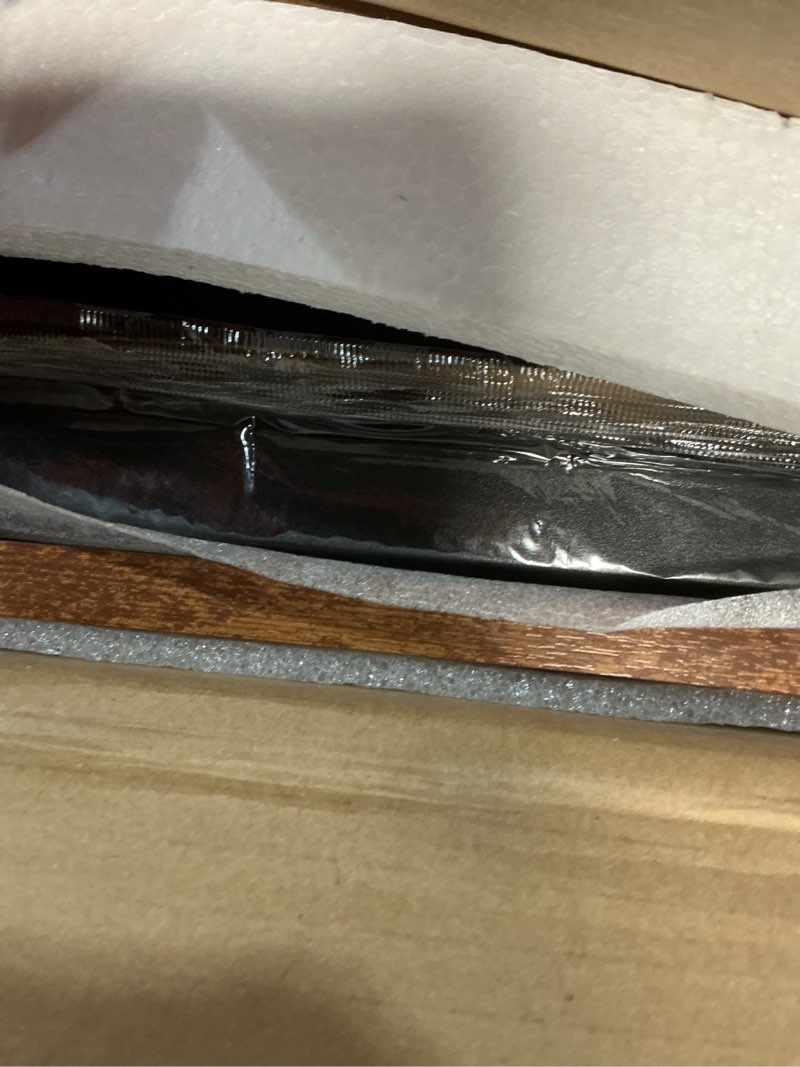 Condition photo showing New/Like New for OLIXIS 44 Inch Computer Office Desk for Small Spaces, Writing Gaming Work Desk Modern Study Table with Metal Frame Home Bedroom, Rustic Brown