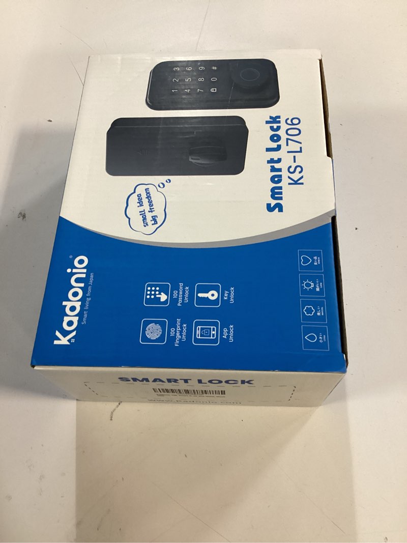 Condition photo showing New/Like New for Fingerprint Smart Lock, 5-in-1 Smart Deadbolt Lock for Front Door, Keyless Entry Door Lock with App Control, Keypad, 2 Keys, Auto-Lock, Anti-Peeking, IP56 Weatherproof, Easy Installation (Black)