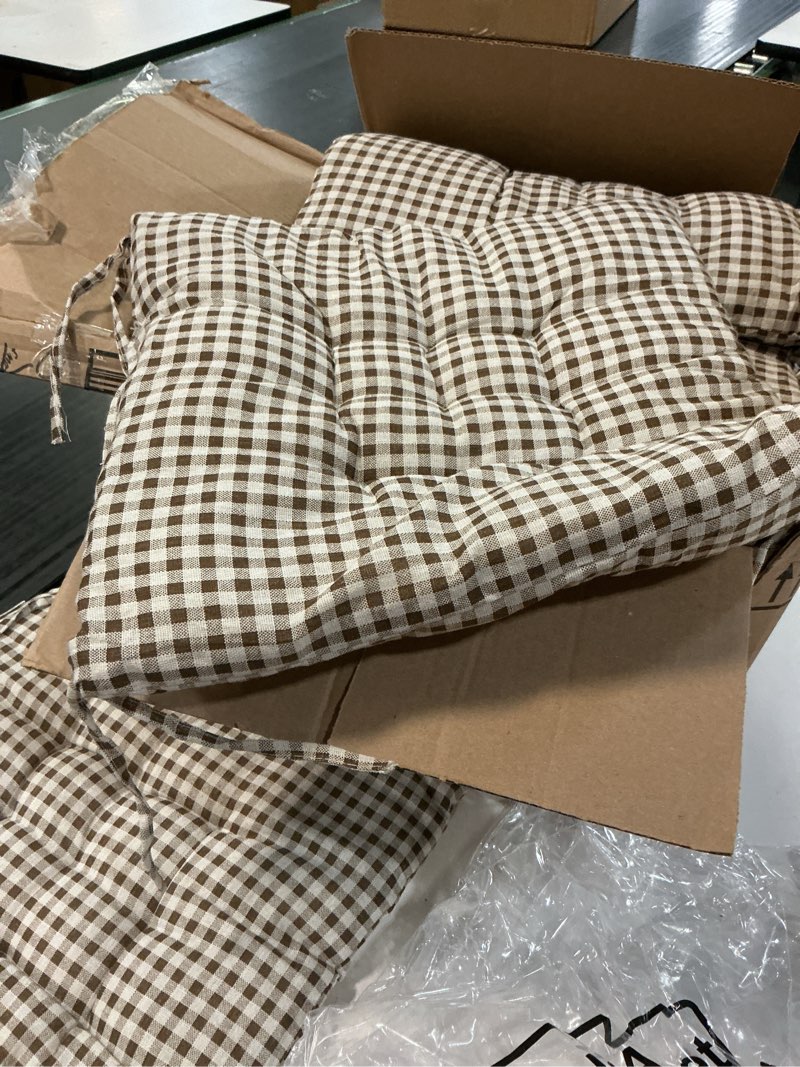 Condition photo showing As Is for geetery 12 pcs floor pillows for classroom bulk square seating cushions for floor chair school kindergarten reading corner, 15.7'' large thick meditation cushions yoga nursery daycare (plaid color) plaid color 12