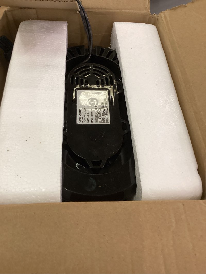 Condition photo showing New/Like New for Burr Coffee Grinder Electric, Adjustable Flat Burr Coffee Grinder, Coffee Beans Grinder for Home Use, Compact with 14 Grind Sizes for Home & Office Brush SS-Silver