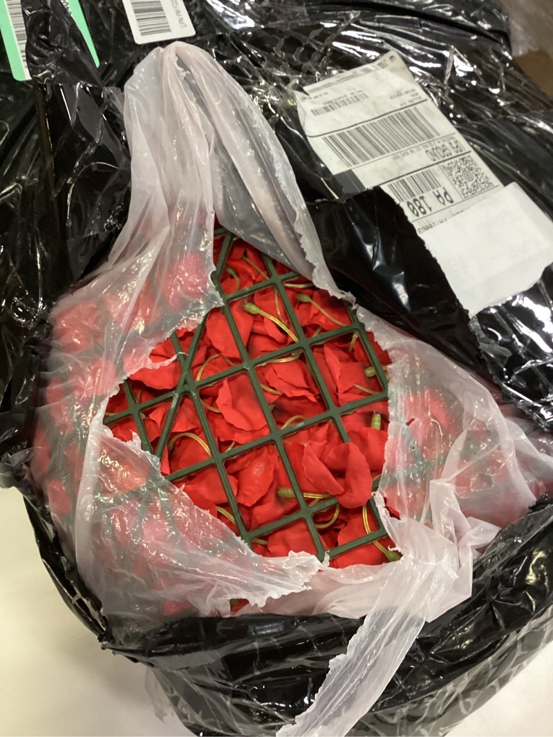 Condition photo showing As Is for BLOSMON Flower Wall Panel Backdrop - 12 Pcs 24 x 16 Inch Red Artificial Hydrangea Floral Panels for Wedding Party Baby Bridal Shower Decor - 3D Fake Silk Flower Backdrop Decoration Red 12