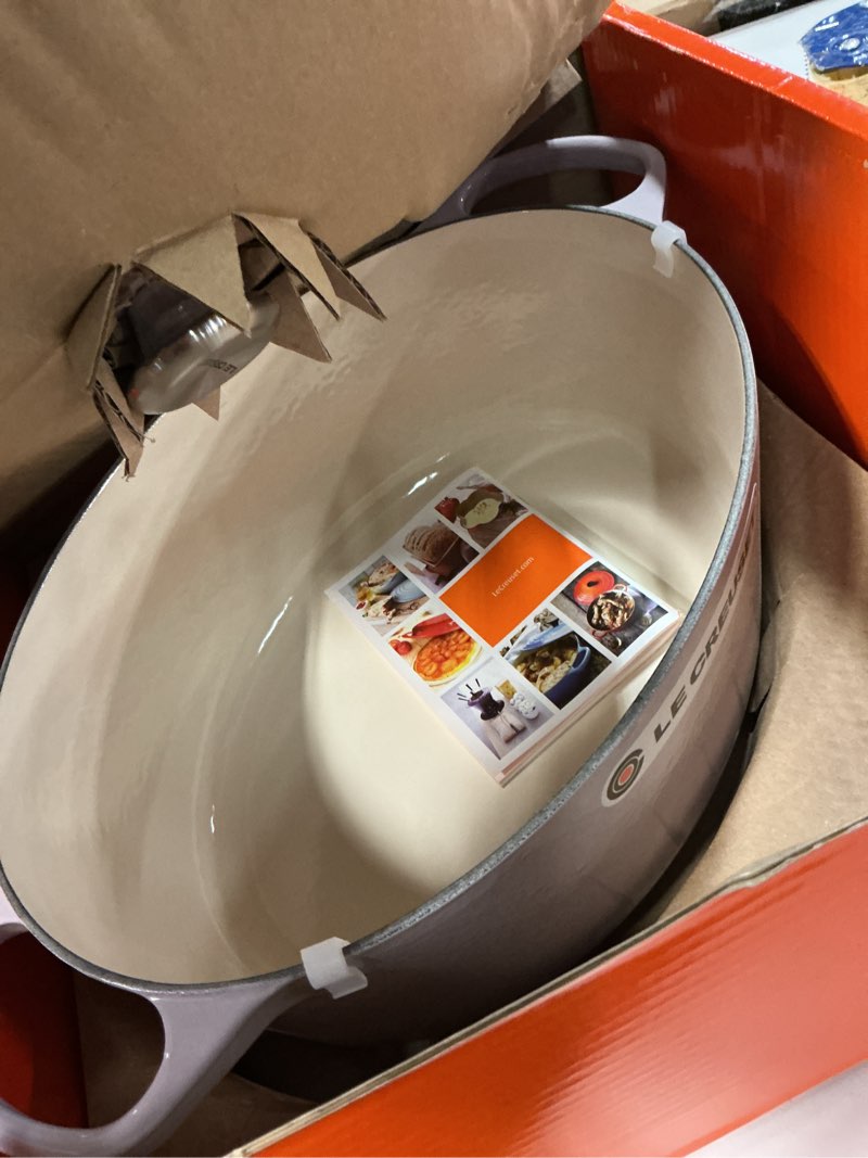 Condition photo showing New/Like New for Le Creuset Enameled Cast Iron Signature Oval Dutch Oven, 8 qt., Shallot