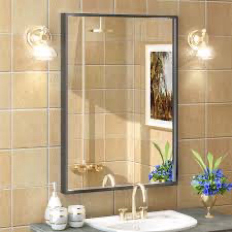 Amara High-Strength Tempered Glass and Aluminum Alloy Framed French Cleat Mounted Wall Decor Bathroom Vanity Mirror with 5-Year Warranty 24x36 