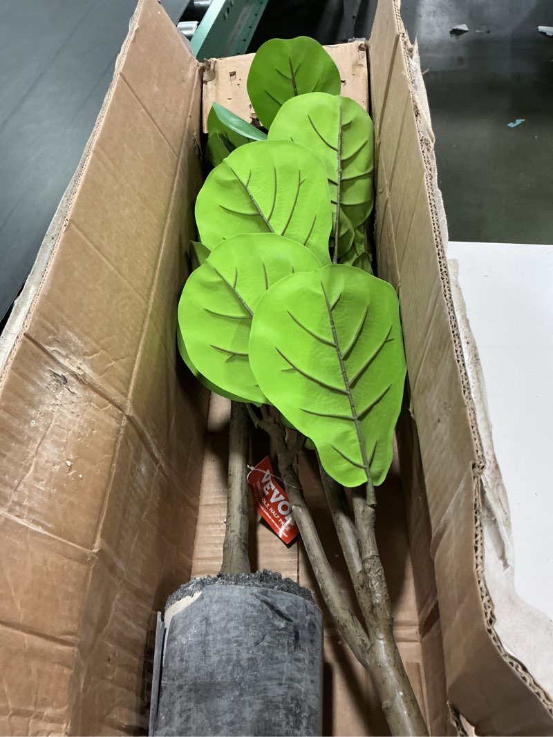 Condition photo showing As Is for (Similar)VEVOR Artificial Fiddle Leaf Fig Tree, 5 FT, Secure PE Material & Anti-Tip Tilt Protection Low-Maintenance Faux Plant, Lifelike Green Fake Potted Tree for Home Office Warehouse Decor Indoor Outdoor