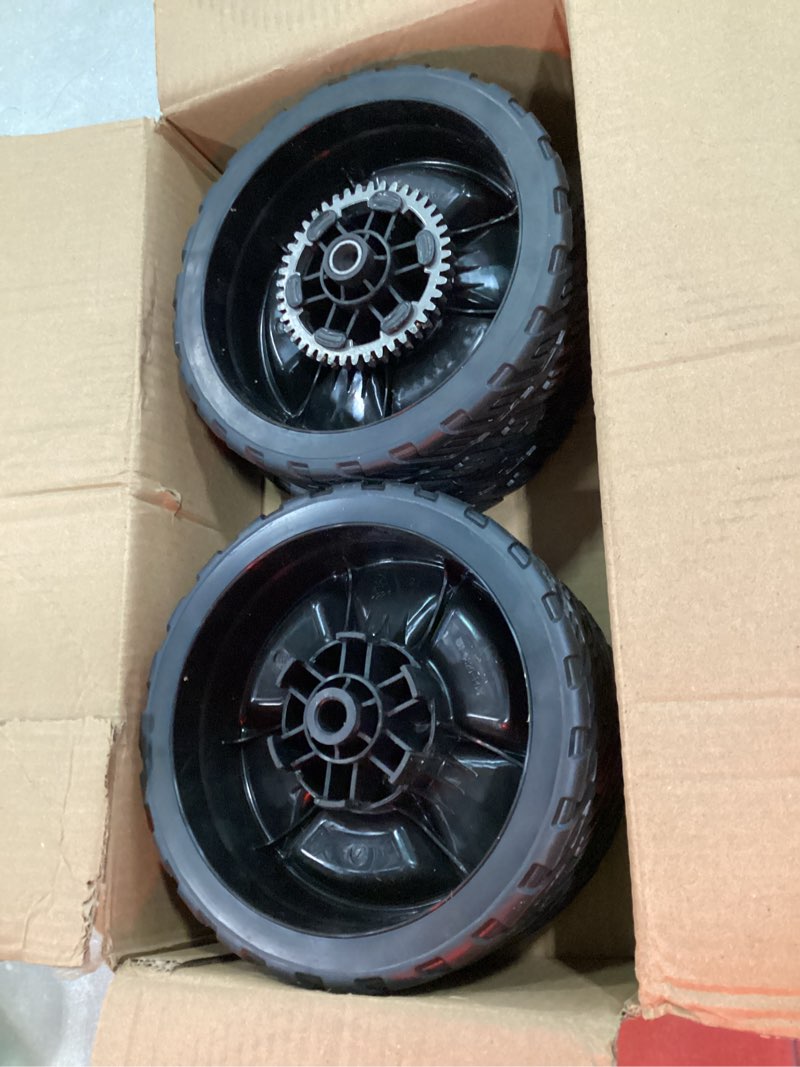Condition photo showing Good Condition for 4 pack lawn mower wheels, compatible with honda hrn216 hrn216vka hrn216vka, hrn216vkaa walk behind lawn mower, 2 rear wheels 42710-vr8-n00za, 2 front drive wheels 44710-vr8-n00za, 5 years warranty 2 front 2 rear