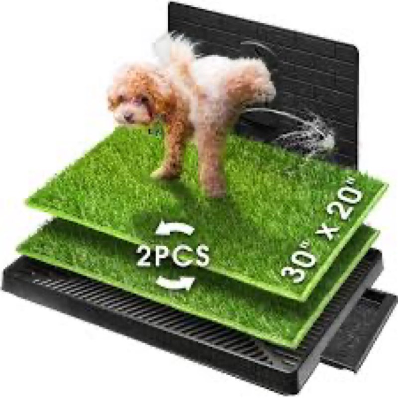 MABOZOO Dog Pee Pad Holder with Artificial Grass, 33.8 * 24 * 17.7 in Foldable Indoor Dog Potty Tray
