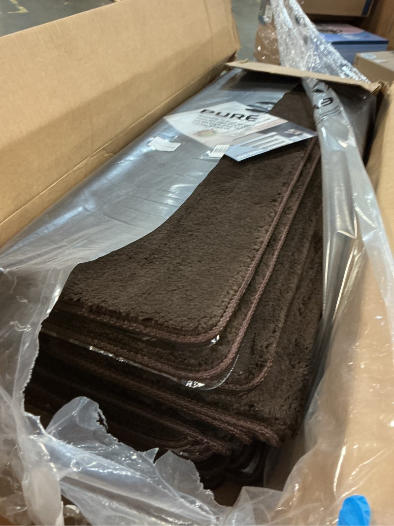 Condition photo showing Good Condition for PURE ERA Carpet Stair Treads Ultra Plush 9.5" X 30"Soft Bullnose Indoor Stair Protectors Pet-Friendly Non-Slip Skid Resistant Tape Free Washable Reusable(14 Pieces,Dark Brown) Dark Brown 14 Pieces with Bullnose