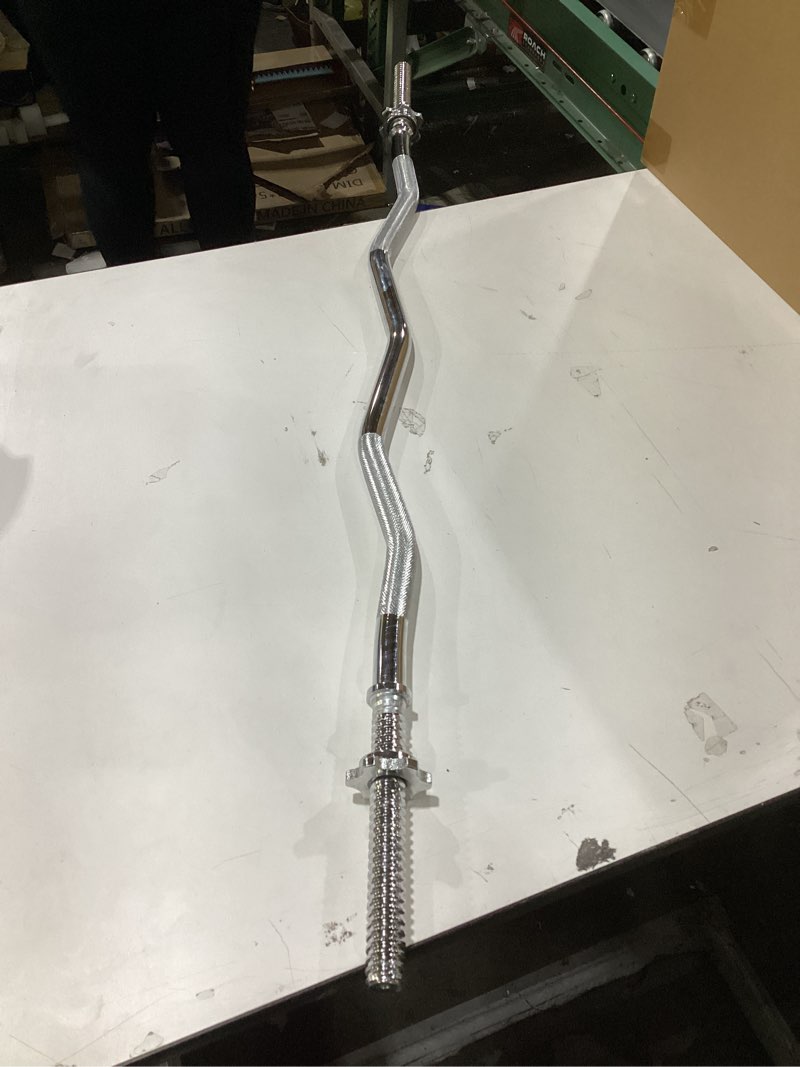 Condition photo showing Good Condition for 47" EZ Curl Bar Weight Lifting Bar, for Hip Thrusts/Squats/Lunges, 1" Weight Plates Curling Bar for Gym and Home, with Star Collars