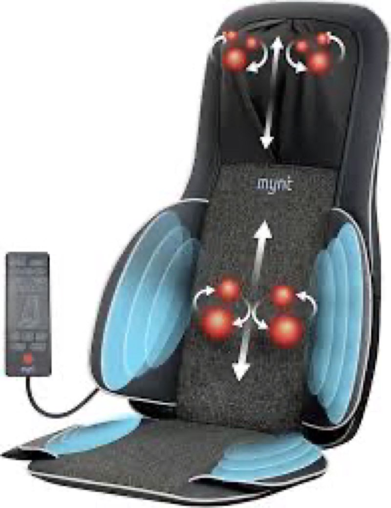 mynt fsa eligible hsa approved shiatsu neck and back massager for chair with 10 deep kneading nodes,