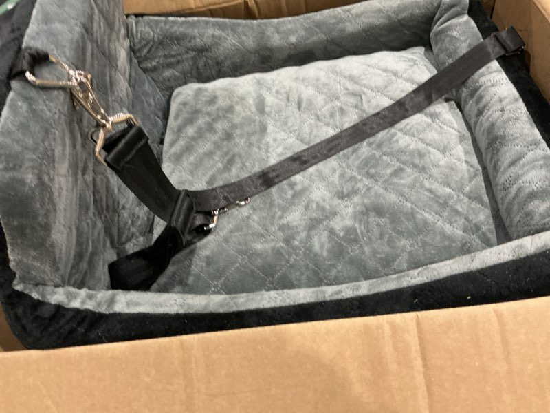 Condition photo showing As Is for lealchum large dog car seat,memory foam cushion car seat for 2 small dogs,comfy car dog bed with side pocket and 2 clip-on safety leashes,easy to install cars seat for dogs(black, large) black large