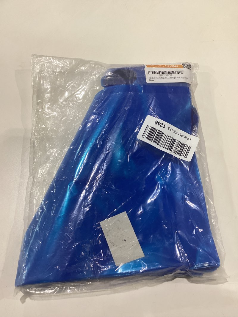 Condition photo showing New/Like New for 100 Blue Handle Bags 9x12, Extra Thick 2.25 Mil Retail Plastic Shopping Merchandise Gift Bags Tear Resistant Strong Durable Anti Stretch For Small Business LDPE Die Cut, ClearBags, 100% Recyclable 9" x 12"