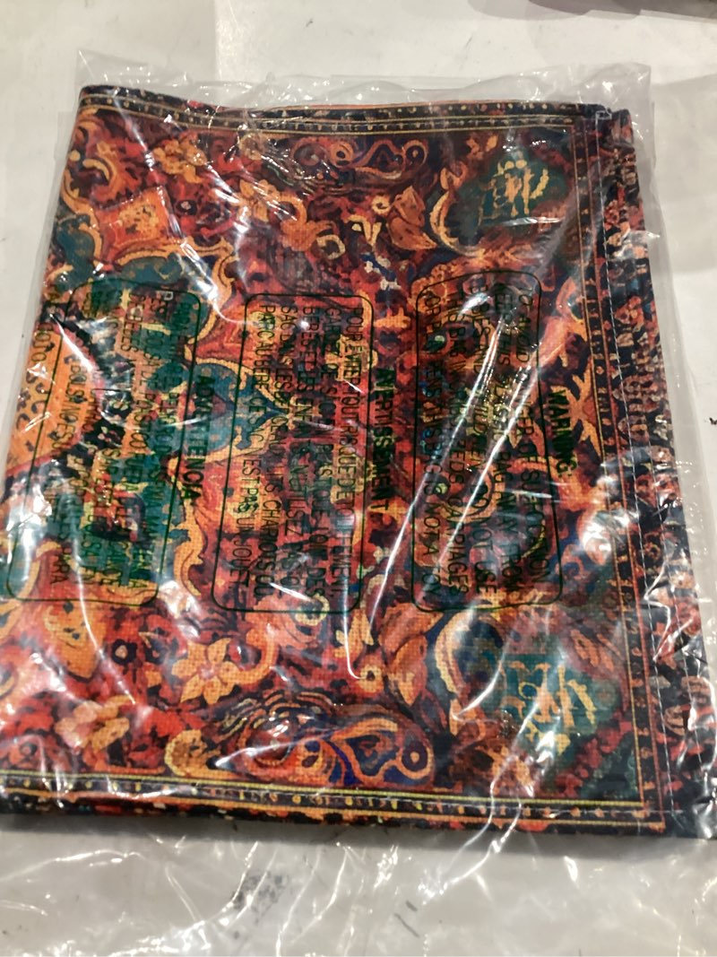 Condition photo showing As Is for linen placemats set of 4 fall boho carpet orange brown washable table mats 12x18 inch, heat resistant non slip placemats for dining table kitchen everyday use