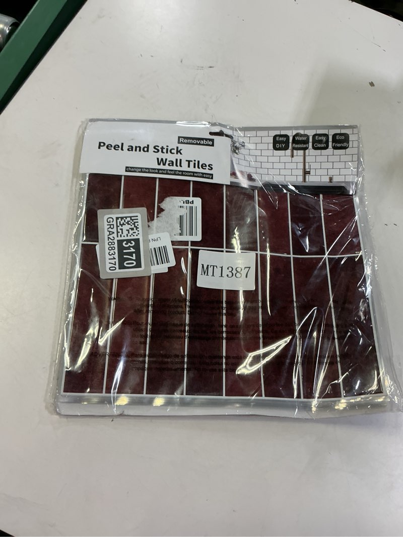 Condition photo showing New/Like New for Alwayspon 10 Sheets 12" x12'' Retro Red 3D Vinyl Backsplash Tiles, Self-Adhesive Peel and Stick Wall Tile Stickers Stick on Subway Tiles for Kitchen Bathroom Wall 10 Retro Red