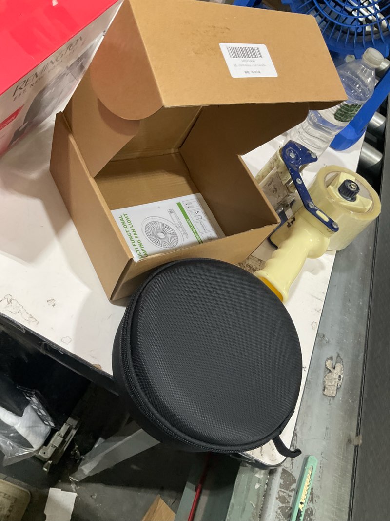 Condition photo showing Good Condition for portable camping fan light with carring bag, 72h work time, rechargeable 12000mah camping light, 2000lm 3 lights modes 2700k/4000k/6500k, for vacation outdoor tent light camping