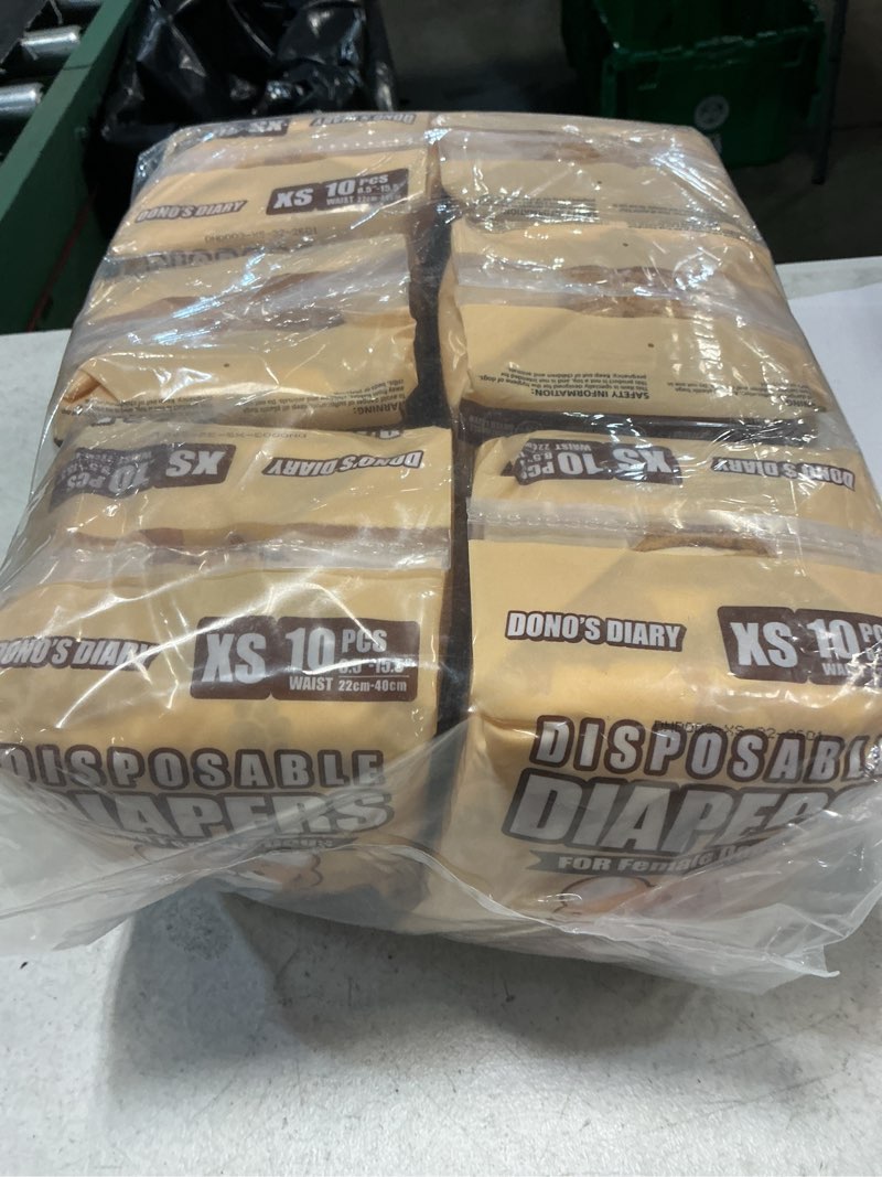 Condition photo showing New/Like New for dono disposable dog diapers female-60pcs, pull it up doggie diapers for female dogs with 360° stretchy waist, doggy diapers for dog in heat period, super absorbent leak-proof puppy diapers, xs xs (waist8.5"-15.5") 60.0