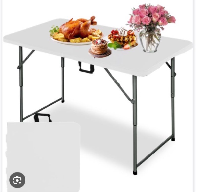 4FT Folding Table - Portable Foldable Table with Lock Function, Ideal for