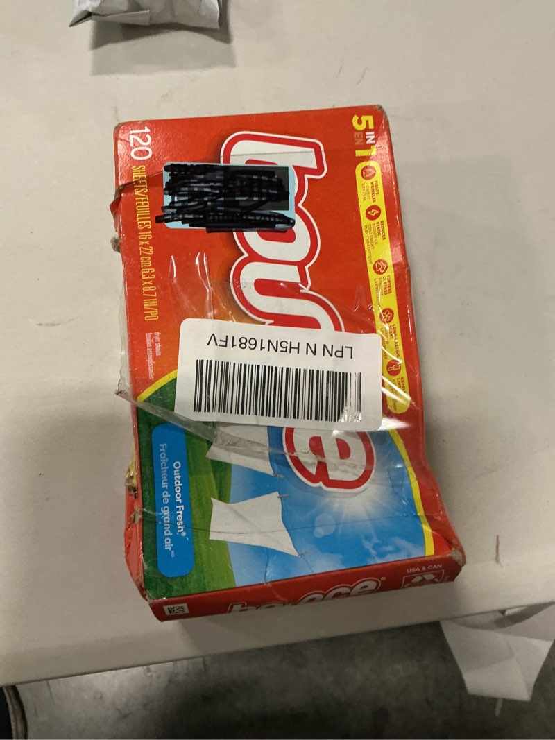 Condition photo showing As Is for bounce fabric softener sheets outdoor fresh scent 120 count 120 count (pack of 1) dryer sheets 120 count