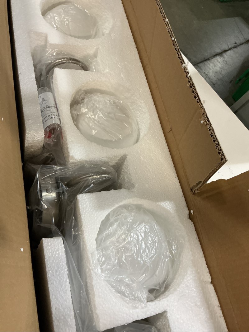 Condition photo showing New/Like New for brushed nickel bathroom vanity light fixtures 3 lights milk white glass globe shade modern wall sconce lighting bath vanity lights bar over mirror (exclude g9 bulb)
