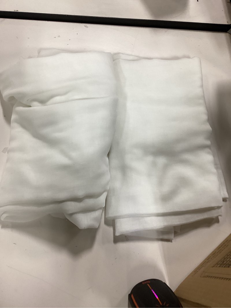 Condition photo showing Good Condition for NICETOWN Linen Sheer Curtains 96 inches Long for Living Room, Bedroom Curtains 2 Panels Set Grommet Semi Sheer Privacy with Light Filtering Flax Open Linen Weave Drapes, W52 x L96, White 52"W x 96"L (Pack of 2) White