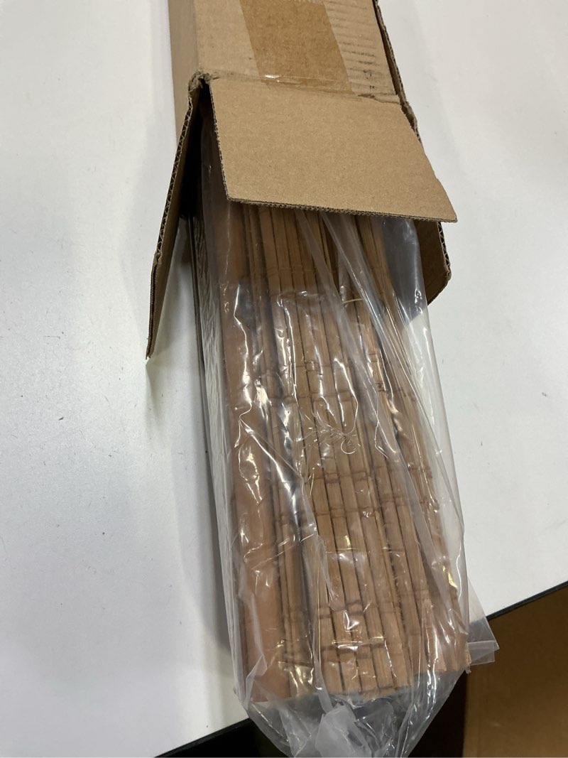 Condition photo showing Good Condition for LazBlinds No Tools No Drill Cordless Bamboo Roman Shades, Light Filtering Window Treatment, Roll Up Bamboo Blinds for Window 28'' W x 64'' H, Ceylon Light Russet Ceylon Light Russet 28'' W x 64'' H