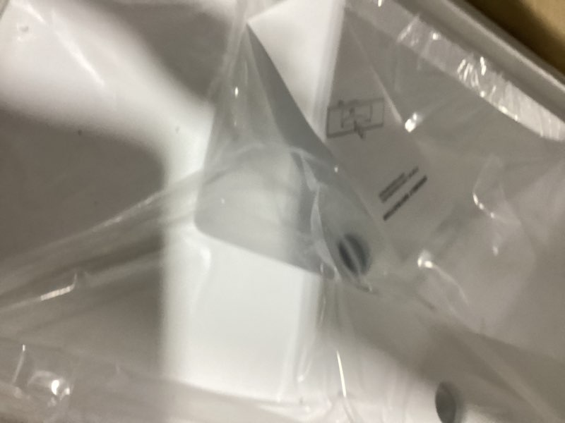 Condition photo showing As Is for kitchen sink 30x18 inch undermount sink stainless steel 16 gauge single bowl kitchen sinks set (5 item bundle: sink, bottom grid, drain assembly, drain cap, towel) undermount sink 30" x 18" x 9"
