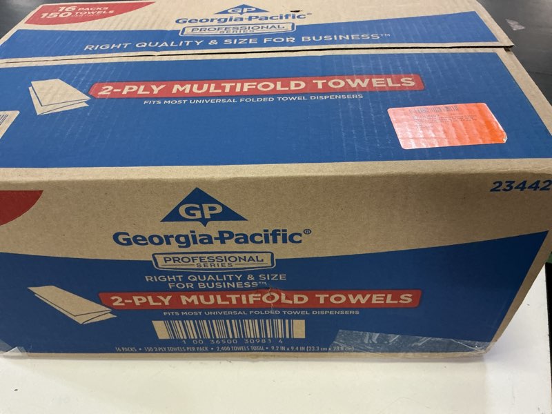 Condition photo showing New/Like New for georgia-pacific professional series premium 2-ply multifold paper towels by gp pro (georgia-pacific)  white  2344214  150 towels per pack  16 packs per case
