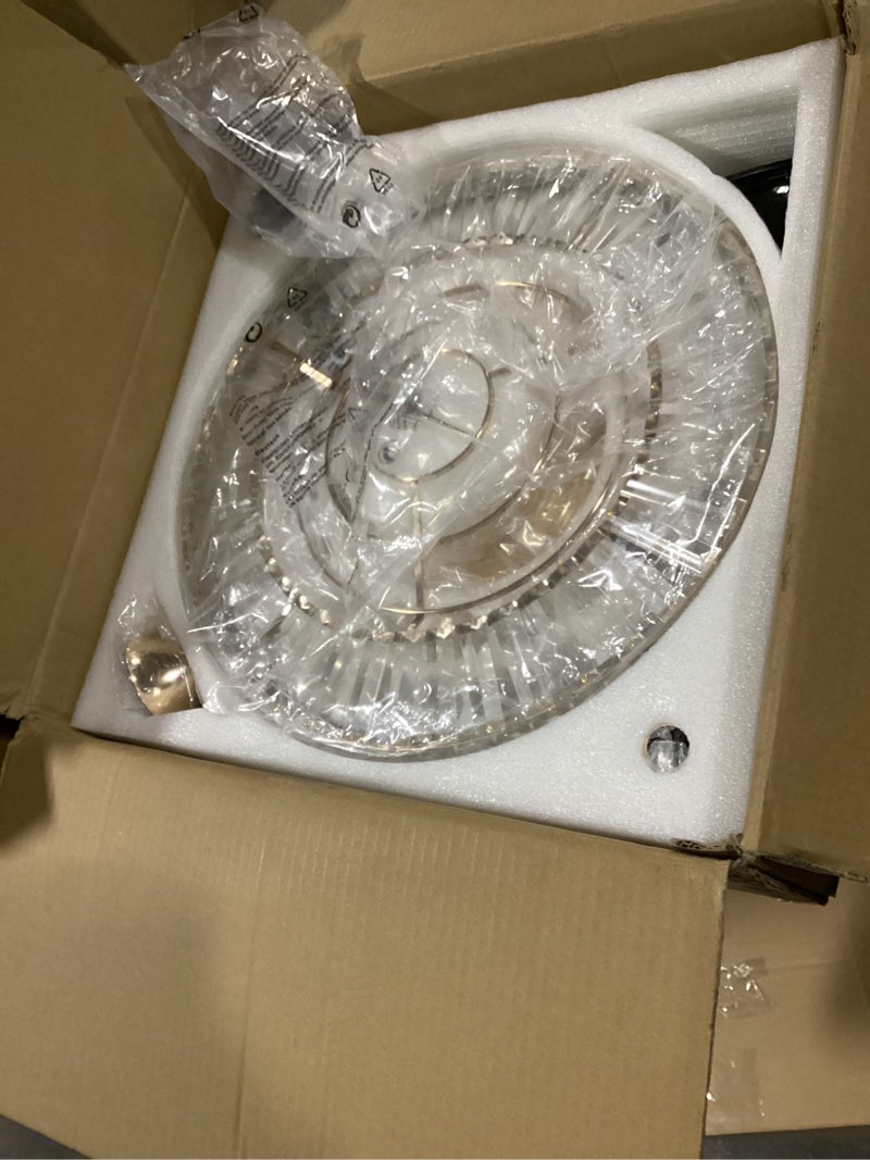 Condition photo showing Good Condition for gold fandelier ceiling fan with light,20" crystal chandelier ceiling fans with lights and remote control,modern caged flush mount fandelier with 6 speeds for living room bedroom nursery