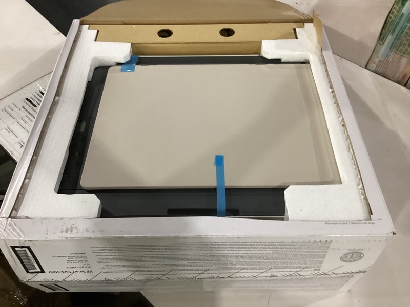 Condition photo showing Good Condition for not tested**** hp smart-tank 5000 wireless all-in-one ink-tank printer with up to 2 years of ink included, mobile print, scan, copy, white, 17.11 x 14.23 x 6.19
