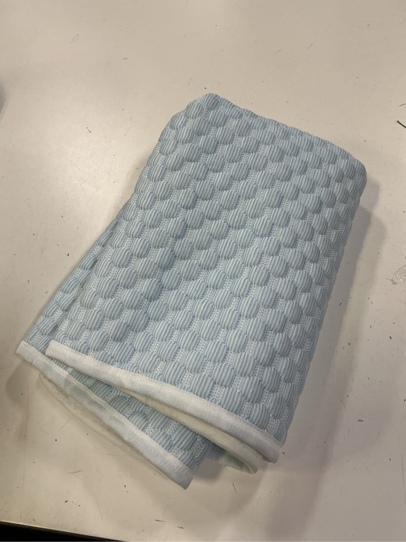 Condition photo showing As Is for MICROCOSMOS Dog Sleeping Pad & Pet Cooling Mat- Breathable Bubble Surface, EZ Clean. Keep Cooling for Pets, Kids and Adults in Summer.(BlueWhite, 28" x 22") L-28" x 22" BlueWhite