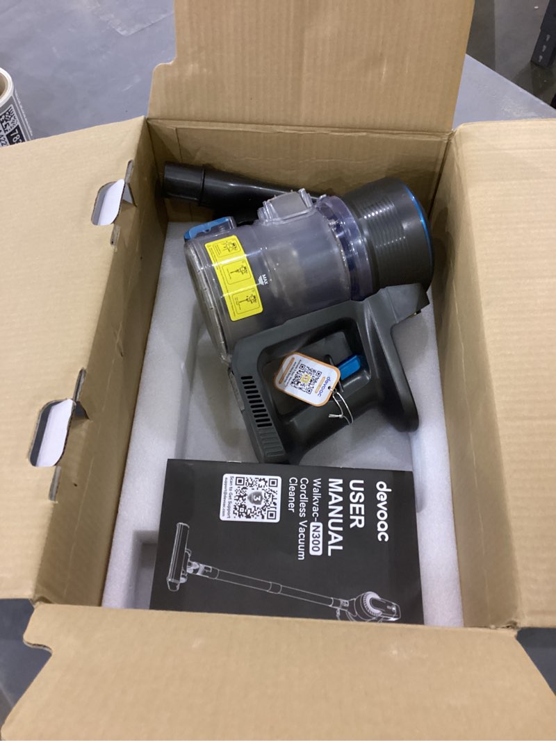 Condition photo showing Good Condition for DEVOAC N300 Cordless Vacuum Cleaner, 6 in 1 Lightweight Stick Vacuum, 2200mAh Battery Up to 40mins Runtime, Powerful Handheld Vacuum for Hard Floor Rug Pet Hair Home Dorm (Blue)