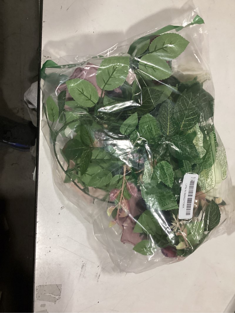 Condition photo showing As Is for 5FT Artificial Rose Flower Burgundy Fake Floral Garland for Wedding Ceremony Backdrop Arch Flowers Table Centerpieces Decorations Dusty Rose Burgundy 1