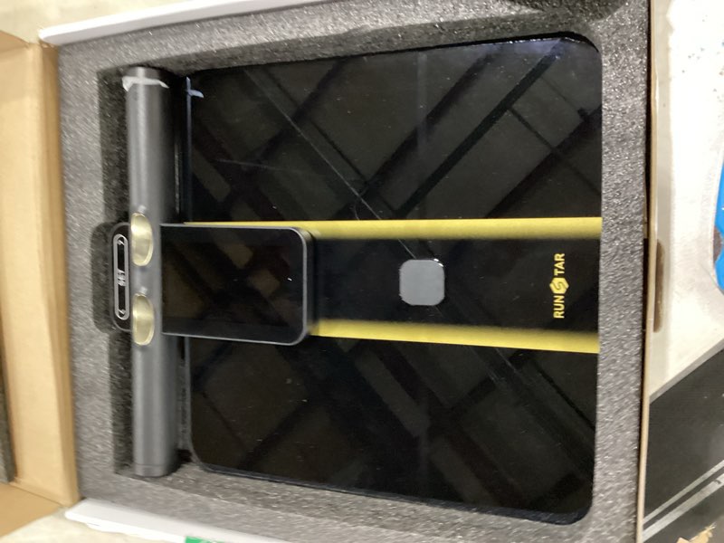 Condition photo showing Good Condition for *not tested*runstar smart scale for body weight, 8 electrodes high precision digital bathroom scale with set functions handle, body composition scale for 28 metrics 400lbs, blue-black blue-black 12.2\" * 12.2\"
