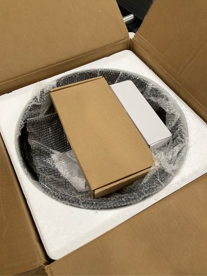 Condition photo showing Good Condition for Bathroom Artistic Vessel Sink, Tempered Glass Vanity Round Bowl with Black Faucet and Pop up drain Set, Brown