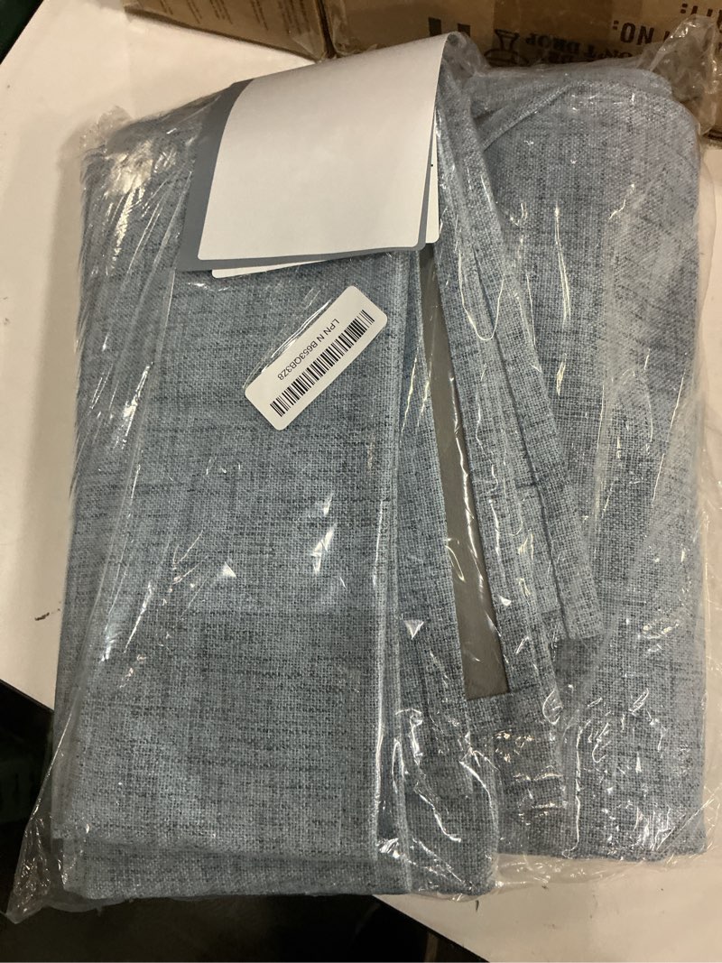Condition photo showing Good Condition for ryb home smoky blue 100% blackout linen curtains 72 inch long, thermal insulated & privacy assurd drapes for bedroom/office/nursery, rod pocket & back tab window treatment, w52 x l72, 2 panels 52"w x 72"l (pack of 2) smoky blue