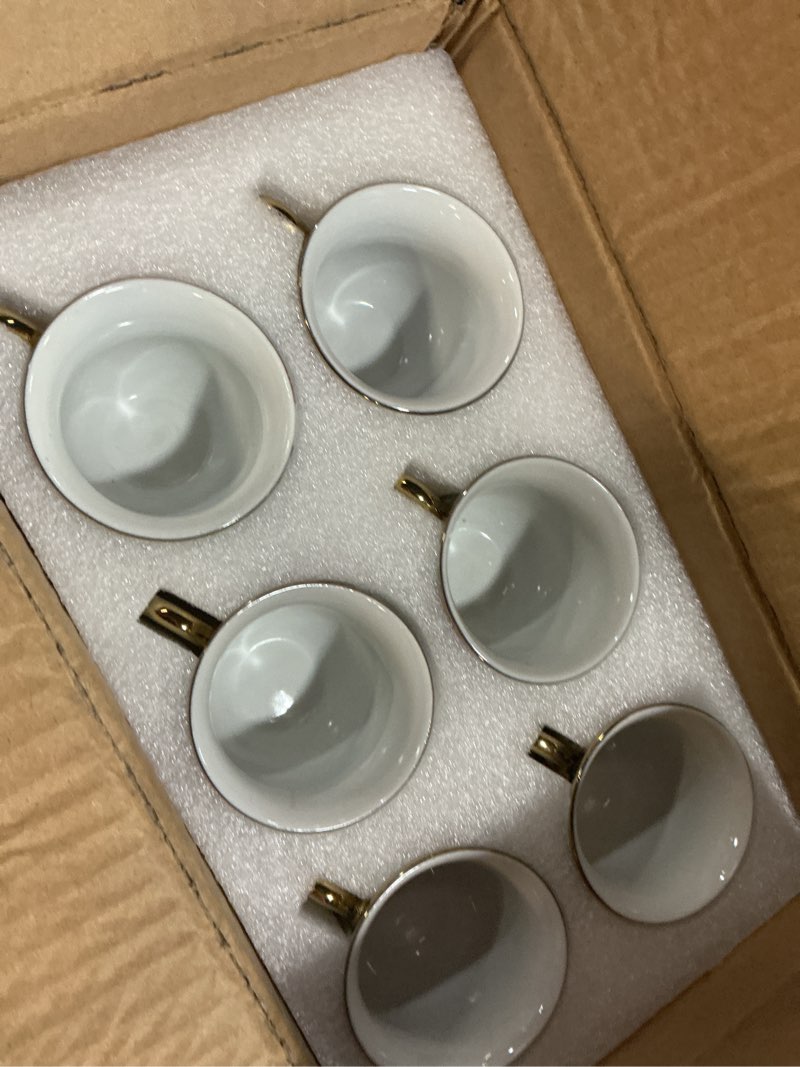 Condition photo showing New/Like New for 20 piece porcelain tea set with metal holder european floral pattern tea pot tea cup tea saucer teaspoon for women adult tea party large version european floral painting