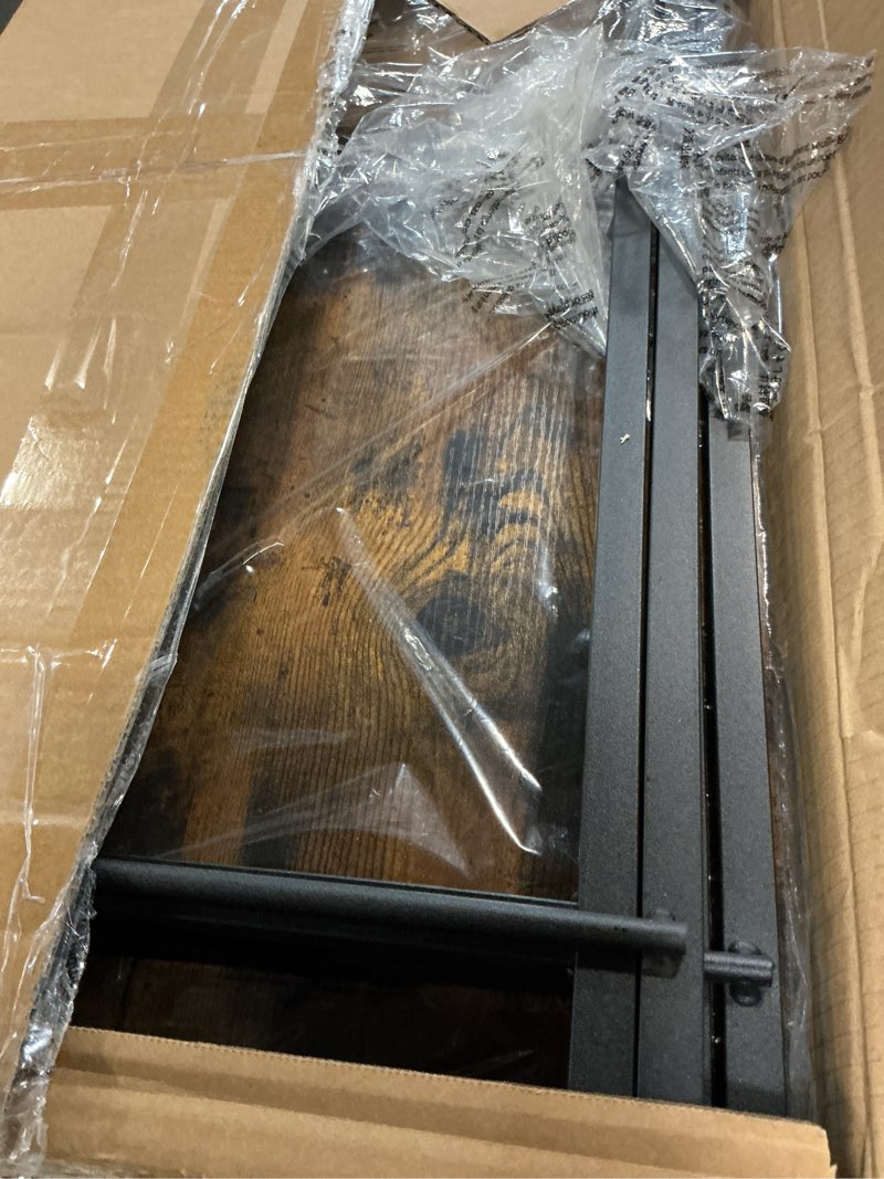 Condition photo showing New/Like New for hoobro folding tv tray tables, set of 2 side table for small space, industrial snack tables for eating at couch, stable metal frame, easy assembly, space saving, rustic brown and black bf25bz01 rustic brown + black