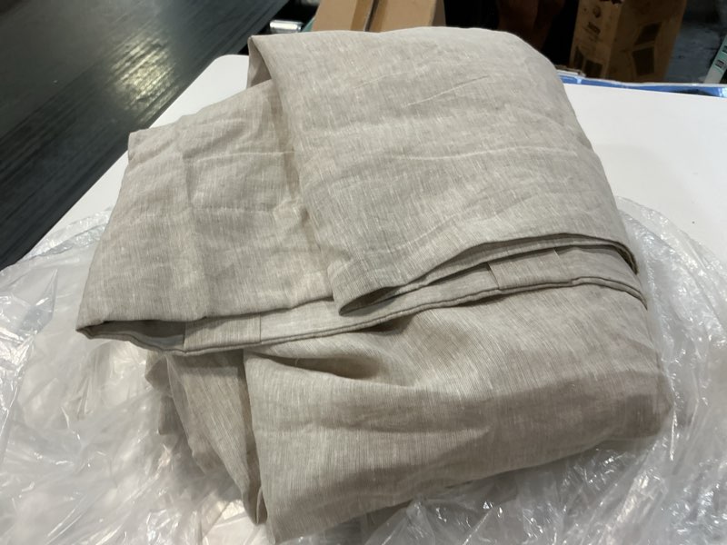 Condition photo showing As Is for european linen curtain - single panel, 96x96, flax ( 1 panel