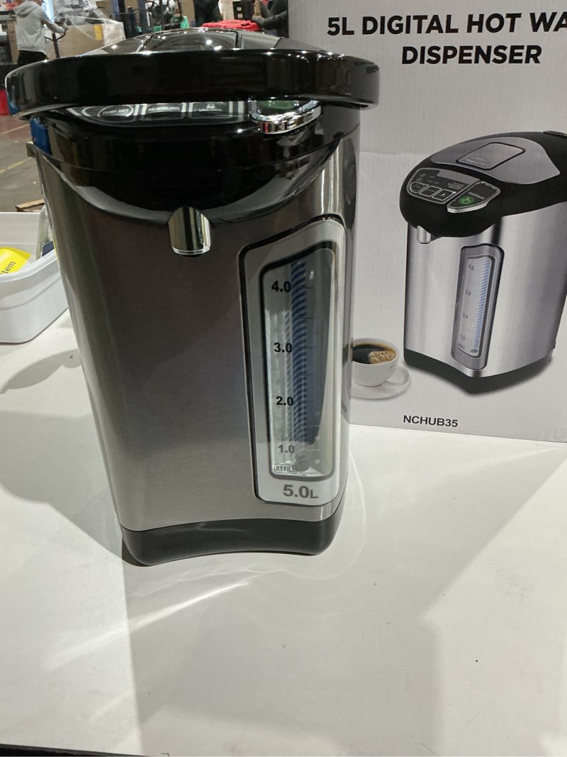 Condition photo showing Good Condition for nutrichef electric water boiler and warmer - 5l/5.28 qt stainless steel hot water dispenser w/rotating base, keep warm temperature set, auto shut off, safety lock, instant heating for coffee & tea 5.3 quarts