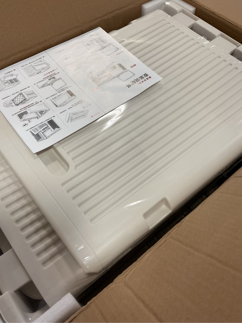 Condition photo showing New/Like New for HAIXIN Flip-top Storage Bin with Lid - 60 QT Plastic Storage Box with Wheels 14.8 Gal Stackable Closet Organizer for Clothes Blanket Movable Storage Organization for Laundry, Cream White 60 QT Cream White